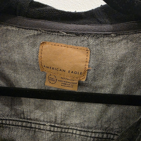 Womens Black Denim Jacket with Hood - Picture 2 of 4